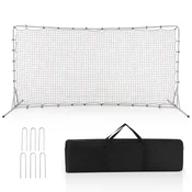 Costway Nogometna mreža za odbijanje 375x185 cm bela s torbo za prenašanje