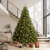 Umetno Zložljivo Božično Drevo 270 cm 600 LED Toplo bela jeklo