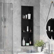 vidaXL Tuš niša Črna 90 x 30 x 9.5 cm Nerjaveče jeklo