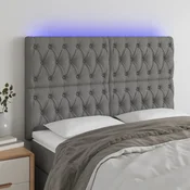 Vidaxl vidaXL Vzglavje postelje z LED diodo temno sivo 144x7x118/128 cm blago