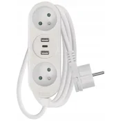 Emos Bel podaljšek 2 vtičnici + 2xUSB A + USB C 2m