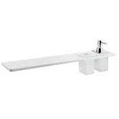 ABELINE Rockstone polica, 1 steklo + 1 dozirnik za milo/krom, 600 mm, bela mat - Bela; krom - 600x12x100 mm - Sapho - ABELINE - 24 - Trdna površina - 600 - Polica - Kvadratni - 600 - 12 - 100 - 14