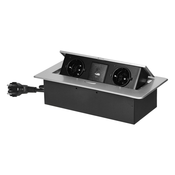 Orno Produžni kabel, 2 x Schuko uticnice + 2 x USB, ugradbena, OR-GM-9035(GS)/G
