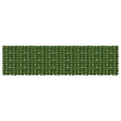 Vidaxl Ograja za balkon z listi Zelena 400 x 100 cm