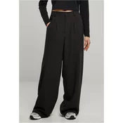 Womens trousers with ultra-wide pleated front black