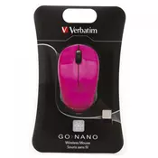 Miš usb 3tipke laserski bežicni nano Verbatim 49043 roze blister