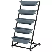Homestar Stojalo za rastline 5-nadstropno z kolesi 65x67x145 cm sivo