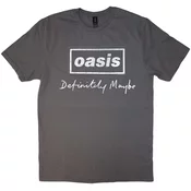 Oasis Majica Definitely Maybe Distressed Text Logo Unisex Charcoal Grey XL