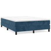 Vidaxl Posteljni okvir z vzmetmi temno moder 140x190 cm žamet
