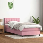 vidaXL vidaXL Box spring postelja z vzmetnico roza 80x220 cm žamet, (21792485)