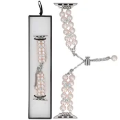 Nova zapestnica Slider Clasp Pearl Glow Bracelet Silk Rose za pametno uro Apple Watch 38/40/41 mm roza