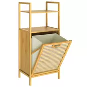 Bambusov regal z košaro za perilo Doris, 40x30x95cm, rjava/kremasta Casaria