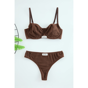 Trendyol Brown Ribbed Label Detailed Capless Knitted Underwear Set
