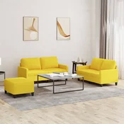 3-dijelni set sofa s jastucima svjetložuti od tkanine