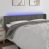 Vidaxl vidaXL Vzglavje postelje z LED diodo temno sivo 203x16x78/88 cm žamet