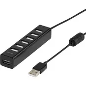 Vivanco 7 vhodni USB 2.0-razdelilnik Vivanco IT-USB7PWR črne barve
