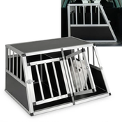 Potovalna kletka za pse, aluminijasta transportna škatla za psa, srebrna