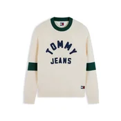 Tommy Jeans Pulover NEW CLASSICS svetlo bež/mornarska/temno zelena