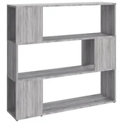 Vidaxl Knjižna omara/pregrada siva sonoma 100x24x94 cm