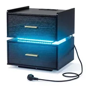 Northix LED nočna omarica 45 cm z USB priključki in dvema predaloma