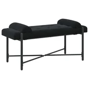 vidaXL Klubska klop z gumbi in vzglavniki Črna 110 x 40 x 46 cm Žamet