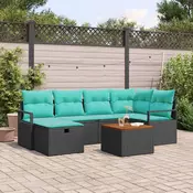 vidaXL vidaXL Vrtna sedežna garnitura z blazino 7 pcs Črna poli ratan, (5000153313)