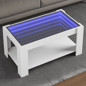 Stolic za kavu s LED bijeli 93x53x45 cm od konstruiranog drva