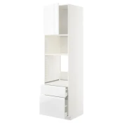 METOD / MAXIMERA Vis.el.pecn./mikrotal. s vrat/2fiok, bela/Voxtorp v. sjaj bela, 60x60x220 cm