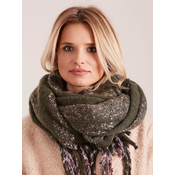 Striped scarf with fringe green