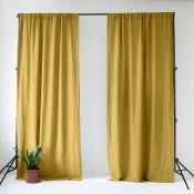 Rumena lanena zavesa 140x300 cm Lemon Curry – Linen Tales