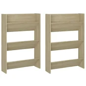 Vidaxl Stenska omara za čevlje 2 kosa sonoma hrast 60x18x90 cm
