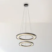 Globo LED-visoka svetilka Rilas, črna/les, premer 57 cm, z možnostjo zatemnitve - Dnevna soba/jedilnica - črna, svetlo lesena - Kovina