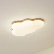 Lindby LED stropna svetilka Pilvi, plastika, oblak, 50 cm - Dnevna soba/jedilnica - Sodobni - bel, svetel les