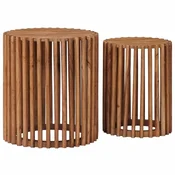 Set rucno radenih bocnih stolova 2 pcs Tamnije smedi teak