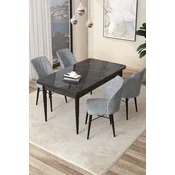 Hanah Home Set Trpezarijski sto i 4 stolice Arp, Svetlosivi