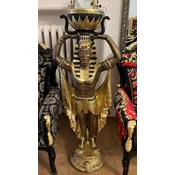 Casa Padrino luxury XXL decorative sculpture egyptian with flower pot bronze/gold/black H. 130 cm - Weatherproof XXL decorative figure with flowerpot - Living room decoration - Garden decoration