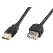 PremiumCord USB 2.0 podaljšek, A-A, 2 m, črn