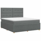 vidaXL Postelja boxspring z vzmetnico Temno siva 160 x 200 cm Blago