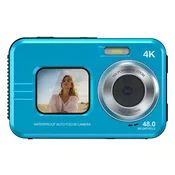 INF 4K Vodoodporni Digitalni Fotoaparat z Dvojnim Zaslonom za Selfije Blue, (5000071117)