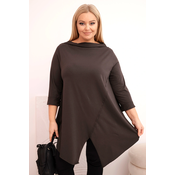 Asimetrična bluza za večje velikosti z zavihanimi rokavi