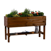 AtmoWood Lesena lesena cvetlična greda s polico 117 x 40 x 70 cm