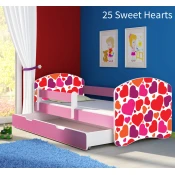 Djecji krevet ACMA s motivom, bocna roza + ladica 180x80 cm 25-sweet-hearts