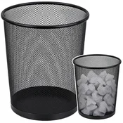 slomart Kosi za smeti LEAN, pisarniški, kovinska mrežica, okrogel, črn, 10 L