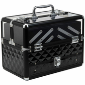 HOMCOM profesionalni potovalni kovček za ličila z odstranljivimi pladnji in ključavnico - barva: črna (30x18,5x22cm)