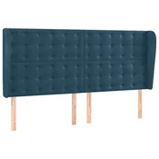 Vidaxl Vzglavje z ušesi temno modra 183x23x118/128 cm žamet