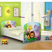 Dječji krevet ACMA s motivom 160x80 cm 01-zoo