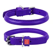 WAUDOG okrogla vijolična usnjena ovratnica za dolgodlake pse, vijolična 25-33 cm, širina ovratnika: 6 mm