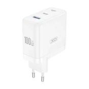 XO CE35 100W PD stenski polnilnik – 2x USB-C + 1x USB-A
