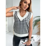 Kesi Houndstooth sweater without sleeves ecru