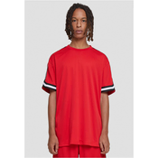 Mens Oversized Stripes Mesh Tee T-Shirt - Red